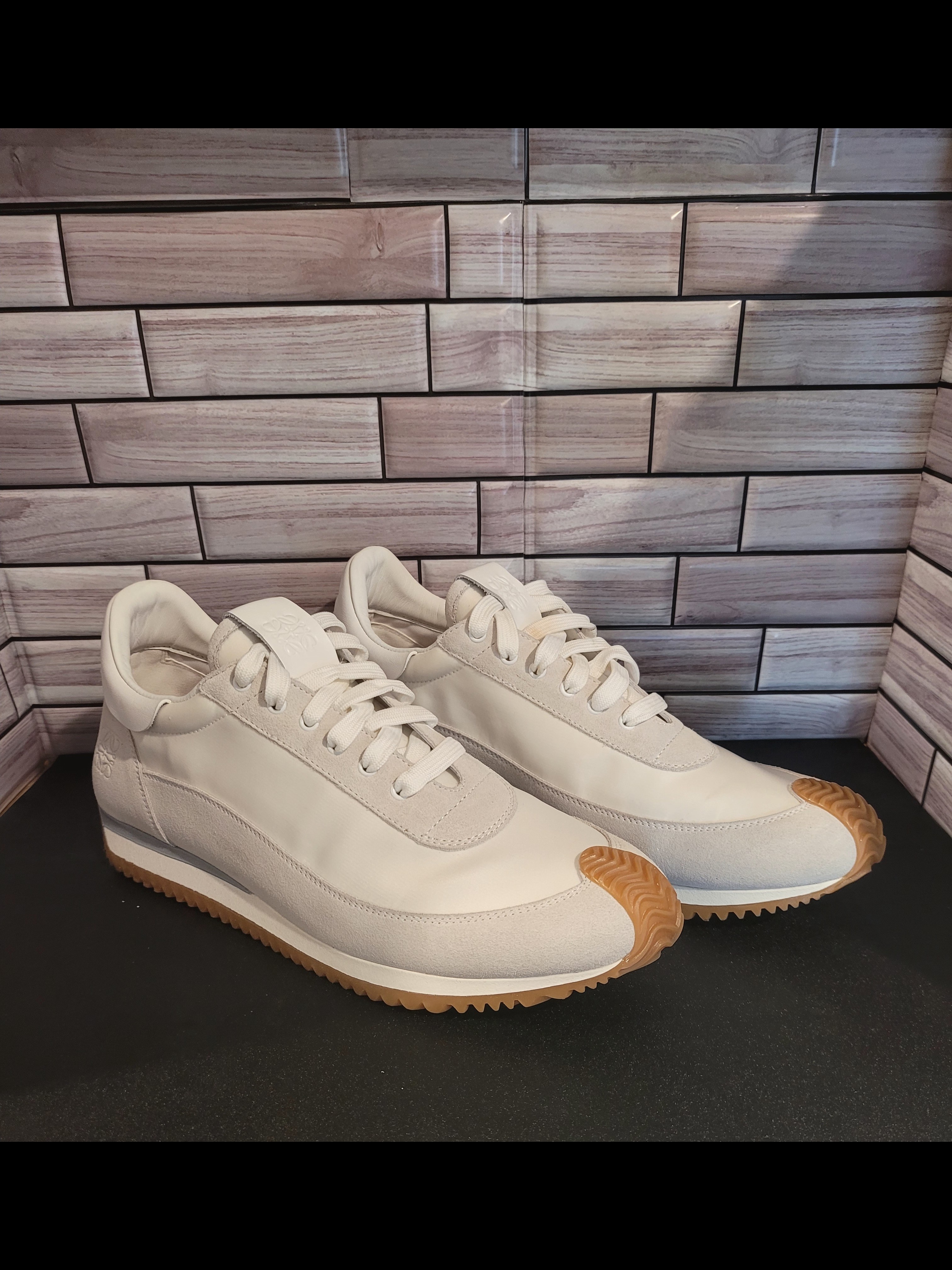 Loewe Ballet Runner Sneakers Men's Eu 45 Us 11.5 Off White Cream Leather Suede